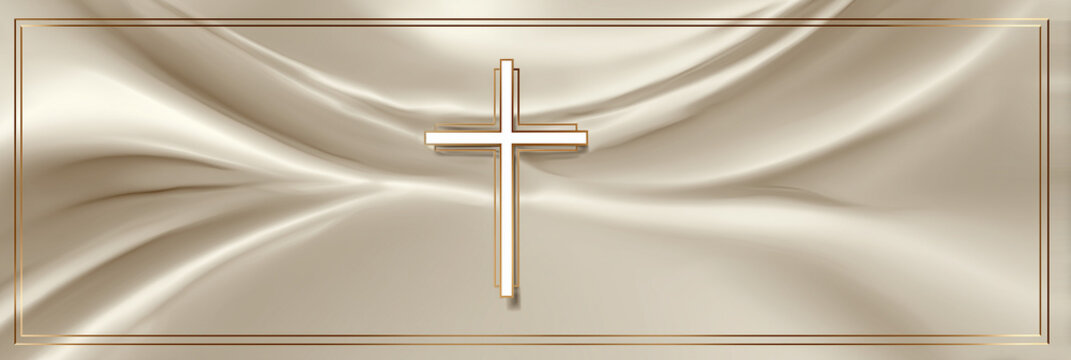 Frame with a cross and ornate religious frames and ethnic decorative leaves. Perfect for Easter cards, Christmas cards, and baptism cards..