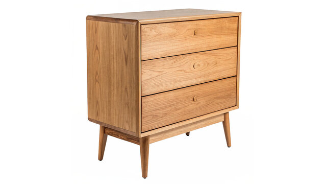 Modern wooden chest of drawers bedroom furniture isolated on transparent background for interior