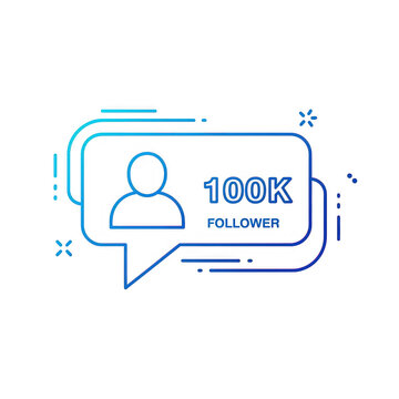 Social media follower count notification isolated on transparent
