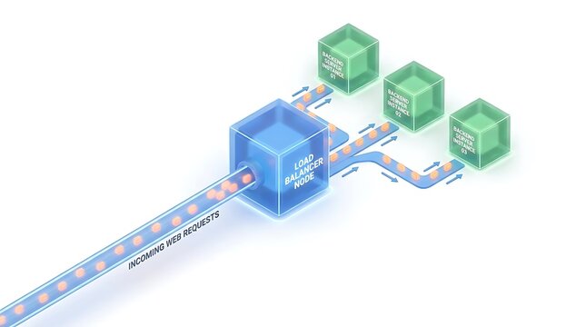 Isometric network load balancer distributing data packets.