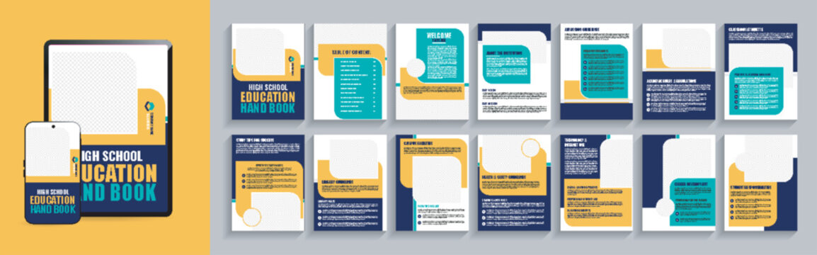 High school education handbook layout with brochure templates for school design and digital brochure presentation High school education 