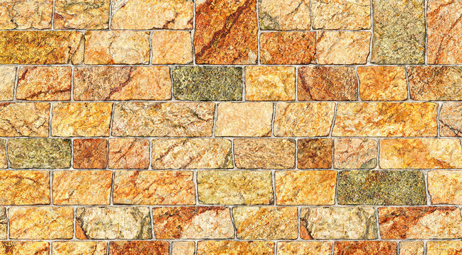 Rustic Stone Brick Wall Texture Background