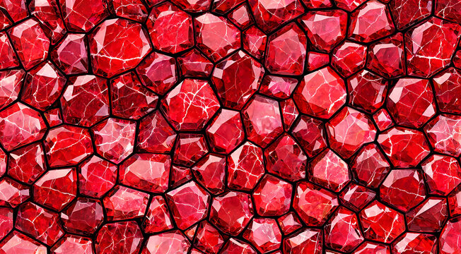 Red Gemstone Mosaic Texture Background