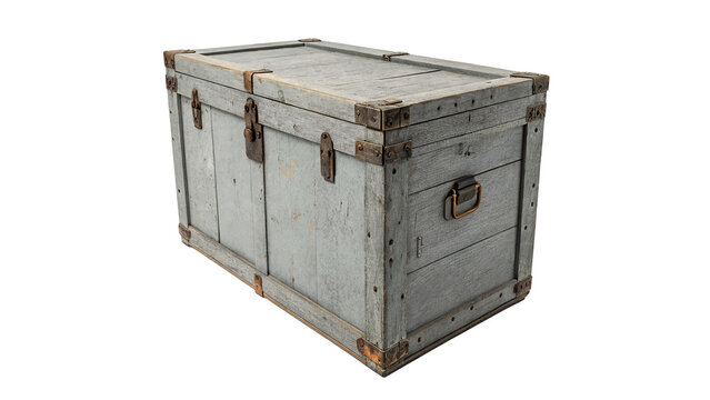Old vintage military metal storage container chest trunk item isolated on transparent background
