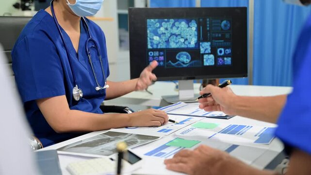 Meeting team of doctor and medical staff Consultation about the treatment of heart disease, pneumonia, gastrointestinal and stomach diseases. and osteoporosis at hospital