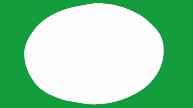 Hand Drawn White Oval Animated Shape Overlay on Green Screen