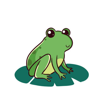 cute frog catch fly ilustration