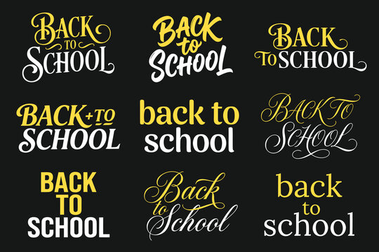 Minimalist Set of back to school elements, Back to school typography template, School event typography bundle illustration, Typography t-shirt, B2S.