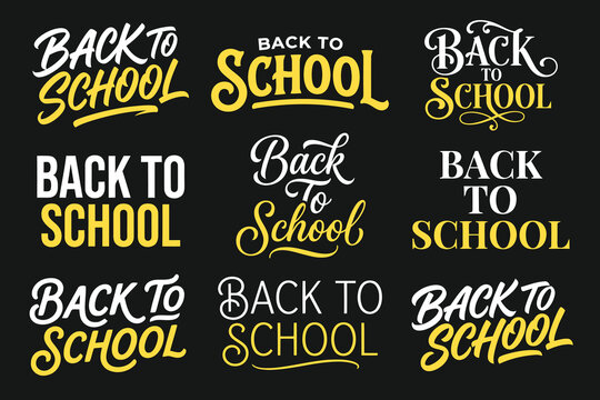 Minimalist Set of back to school elements, Back to school typography template, School event typography bundle illustration, Typography t-shirt, B2S.