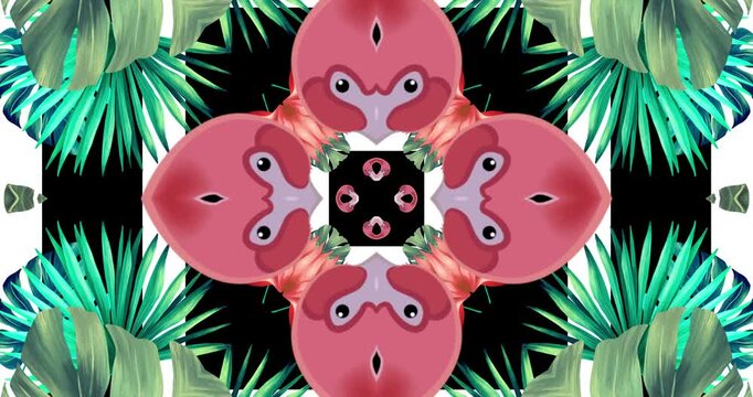 Kaleida Tropical Leaves 1. Summer background Visual Loops. 4K