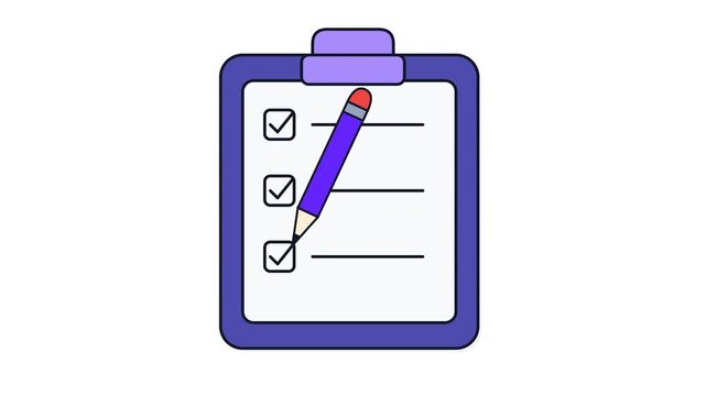 Vibrant Checklist on Clipboard with Pencil Icon for Task Management and Productivity, Illustrating Project Completion, Goal Achievement, and Organized Workflow in Business Operations