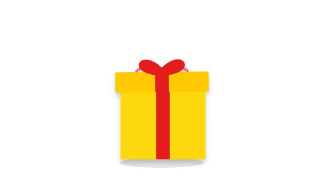 Yellow Gift Box with Red Ribbon Motion Graphic Design for Seasonal Celebration and Holiday Event Promotions