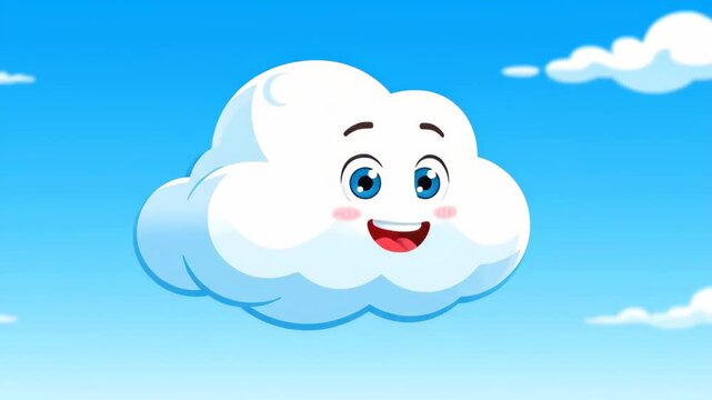 Cartoon clouds in the blue sky, cartoon cloud meme animation