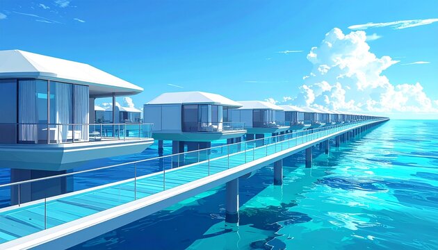 Luxury Overwater Villas with Clear Blue Ocean View.