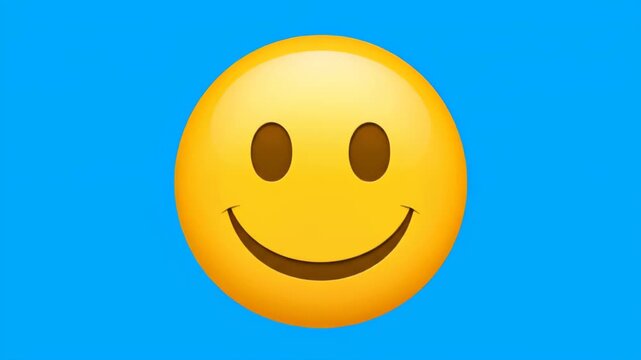 Blue background smile emoji animation material, classic smile emoji pack