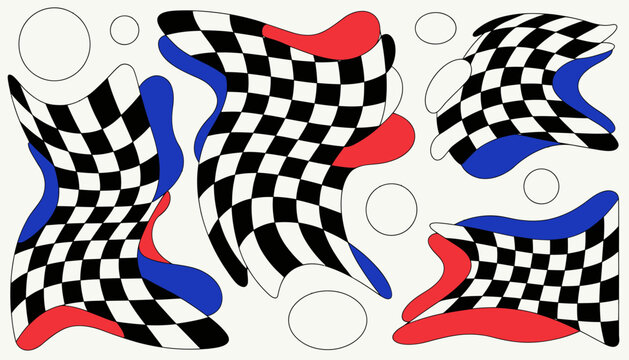 Abstract checkered pattern distorted shapes modern graphic design