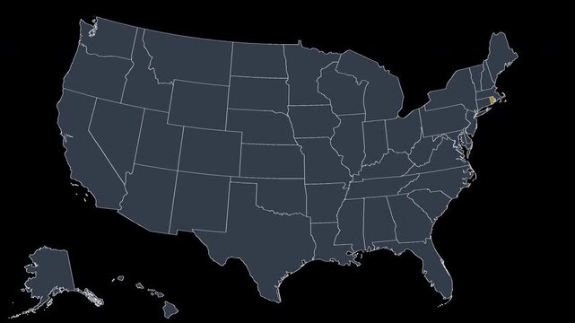 Rhode Island Pulsing on US Election Map Animation Alpha 4K