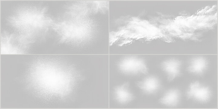Assorted cloud sketches grouped as dotted forms on white background