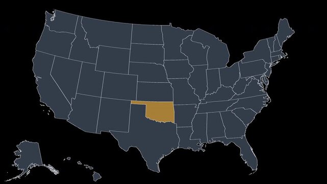 Oklahoma Pulsing on US Election Map Animation Seamless Loop Alpha 4K
