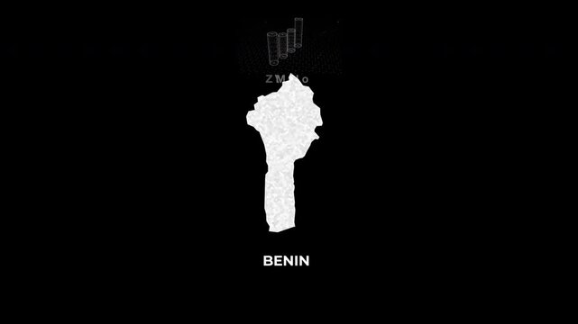 Benin technology map with animated charts, graphs, statistics, and analytics showcasing economy, infrastructure, innovation, population, trade, energy, and national development