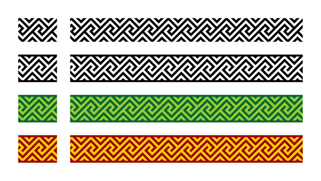 Geometric Greek Meander Ornament Frame Border Seamless Pattern Vector Illustration Set