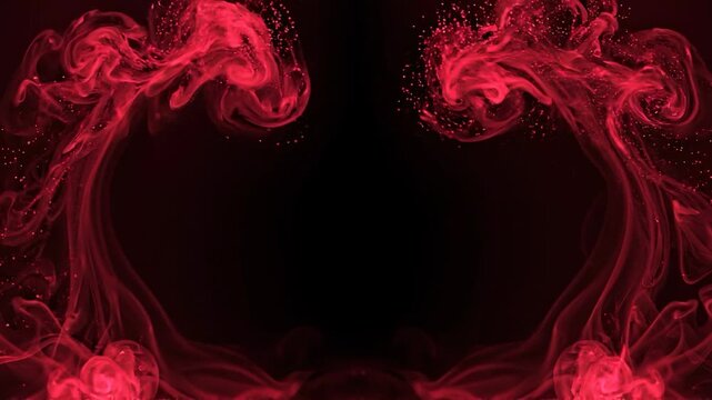 Crimson Cloud Specks Rising Around Center Negative Space with Subtle Ruby Glow