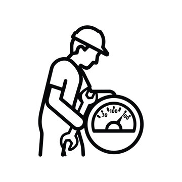 Mechanic Adjusting Pressure Gauge Symbol
