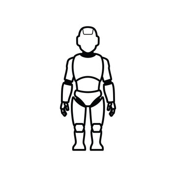 Modern Robot Figure Standing Simple Line Art