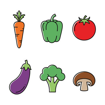 Fresh Vegetable Collection Icons for Healthy Eating Graphics