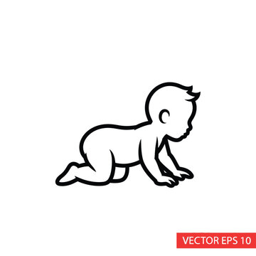 Baby Crawling Simple Outline Icon