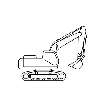 Simple Line Art Excavator Machine for Construction Projects
