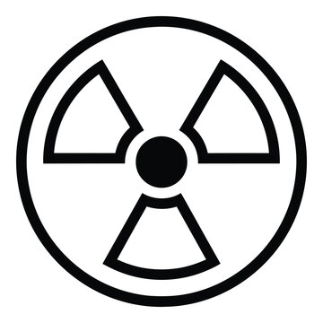 Black and white nuclear radiation warning symbol icon isolated on white background