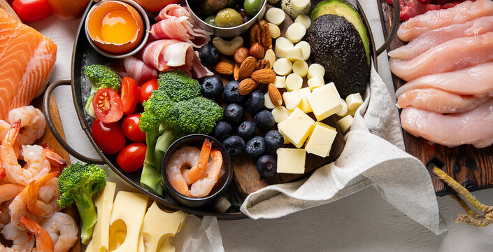  Healthy eating and balanced food concept. Keto and low carb diet