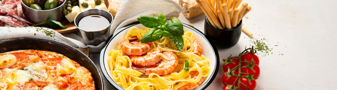 Variety of italian dishes. Italian cuisine