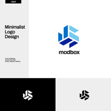 Abstract Simple Geometry Cube Box Logo Design Template