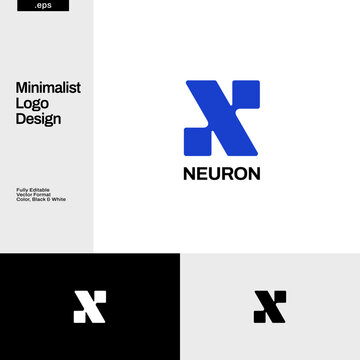 Simple Geometric Initial Letter N Logo Design Template