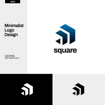 Abstract Geometry Square Arrow Logo Design Template