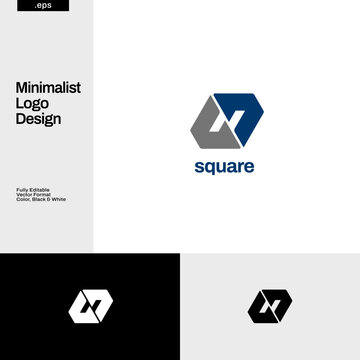 Abstract Simple Geometry Square Logo Design Template