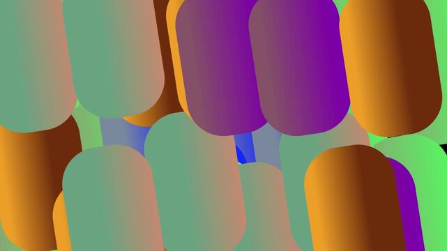 Abstract 3D rounded capsules background with colorful gradients.