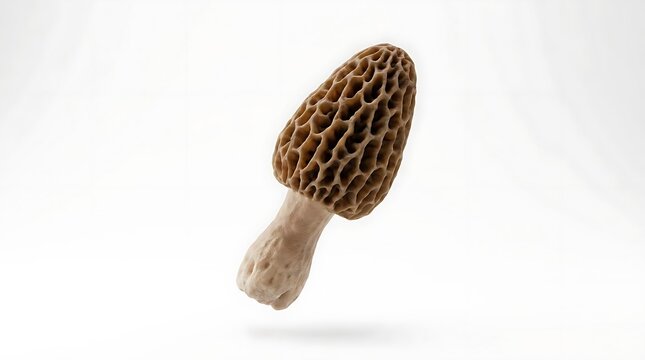 Morel mushroom isolated on white background.