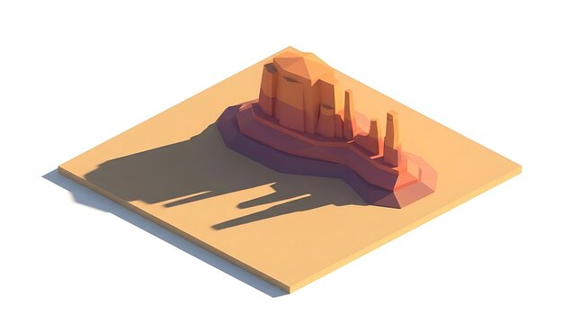 Low poly isometric desert canyon landscape 3d model