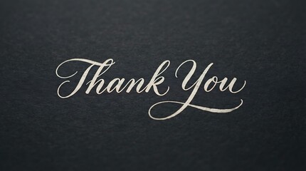 Fototapeta premium Elegant white calligraphy thank you message written on a dark textured black paper background.