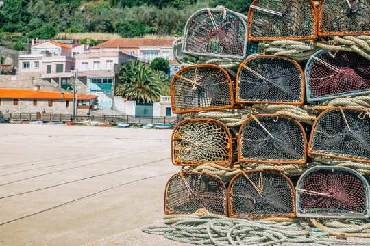 Traditional wire mesh fish trap used for fishing