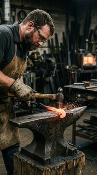 A Captivating Portrait of Traditional Metalworking Craftsmanship and Industrial Artistry