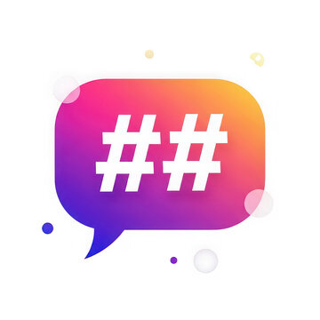 Gradient hashtag speech bubble isolated on transparent background