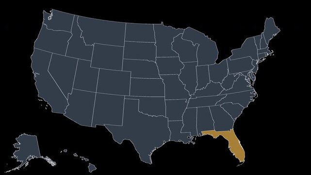 Florida Pulsing on US Election Map Animation Seamless Loop Alpha 4K