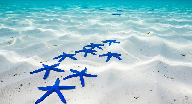 Crystal Clear Lagoon Blue Starfish Cluster White Sand Seabed
