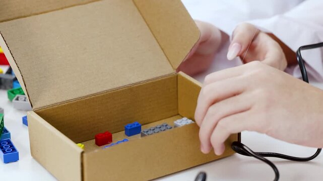 Students Using Glue Gun to Build Science Project in Classroom