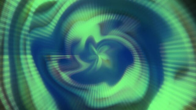 Abstract glowing loopable green and blue radial swirl background with aurora vortex