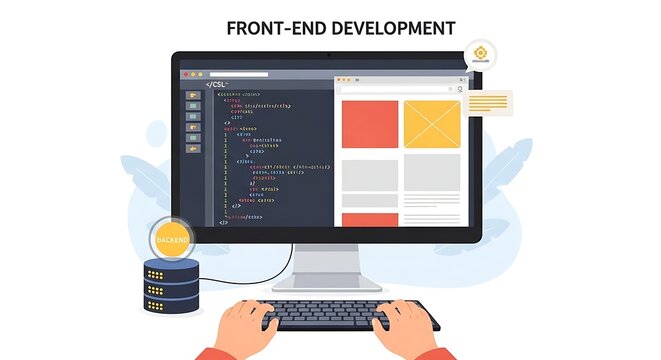 Professional Software Engineer Working on Front End Web Development Project Using Modern Programming Code Editor and Responsive Interface Design